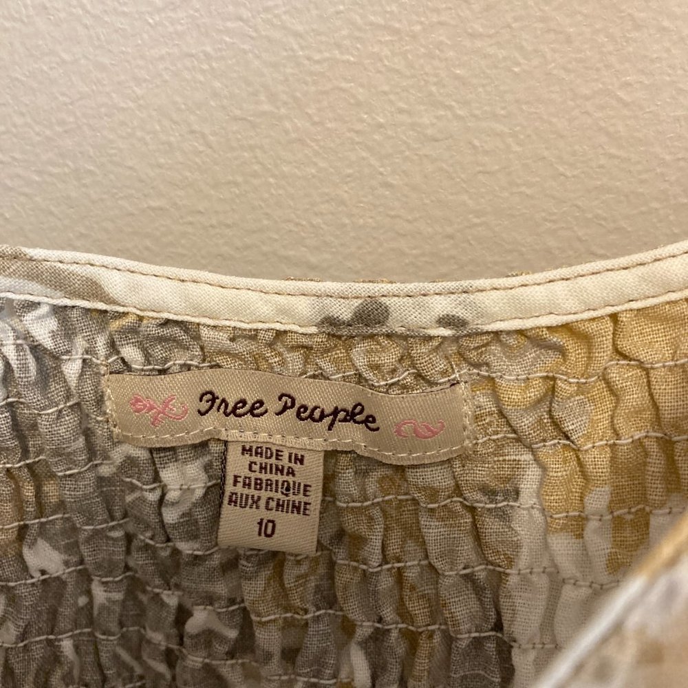 Sundress Free People Sz 10 Women's Linen Blend Sleeveless Floral Cottage - Picture 4 of 15